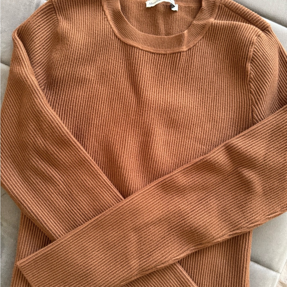 Abercrombie & Fitch Brown Crew Neck Sweater with Ribbed Texture